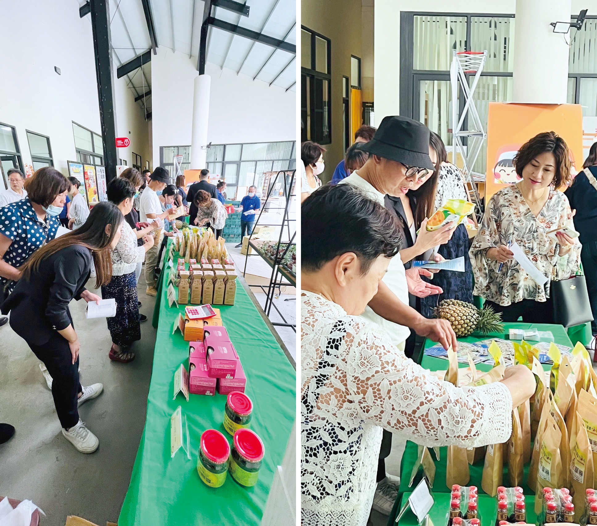 志工踴躍選購農產品。
