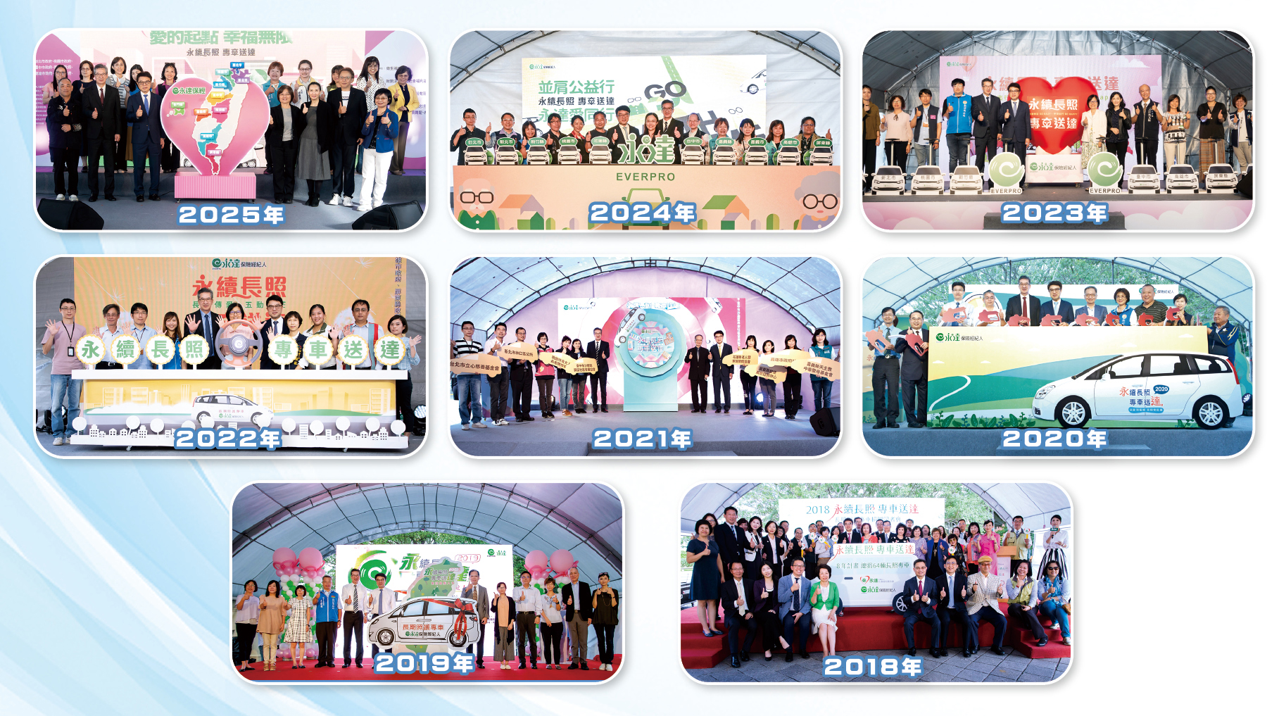 永達履行八年承諾<br>超越目標共捐贈69輛長照專車