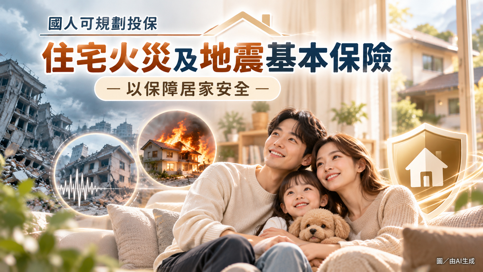 國人可規劃投保住宅火災及地震基本保險 以保障居家安全