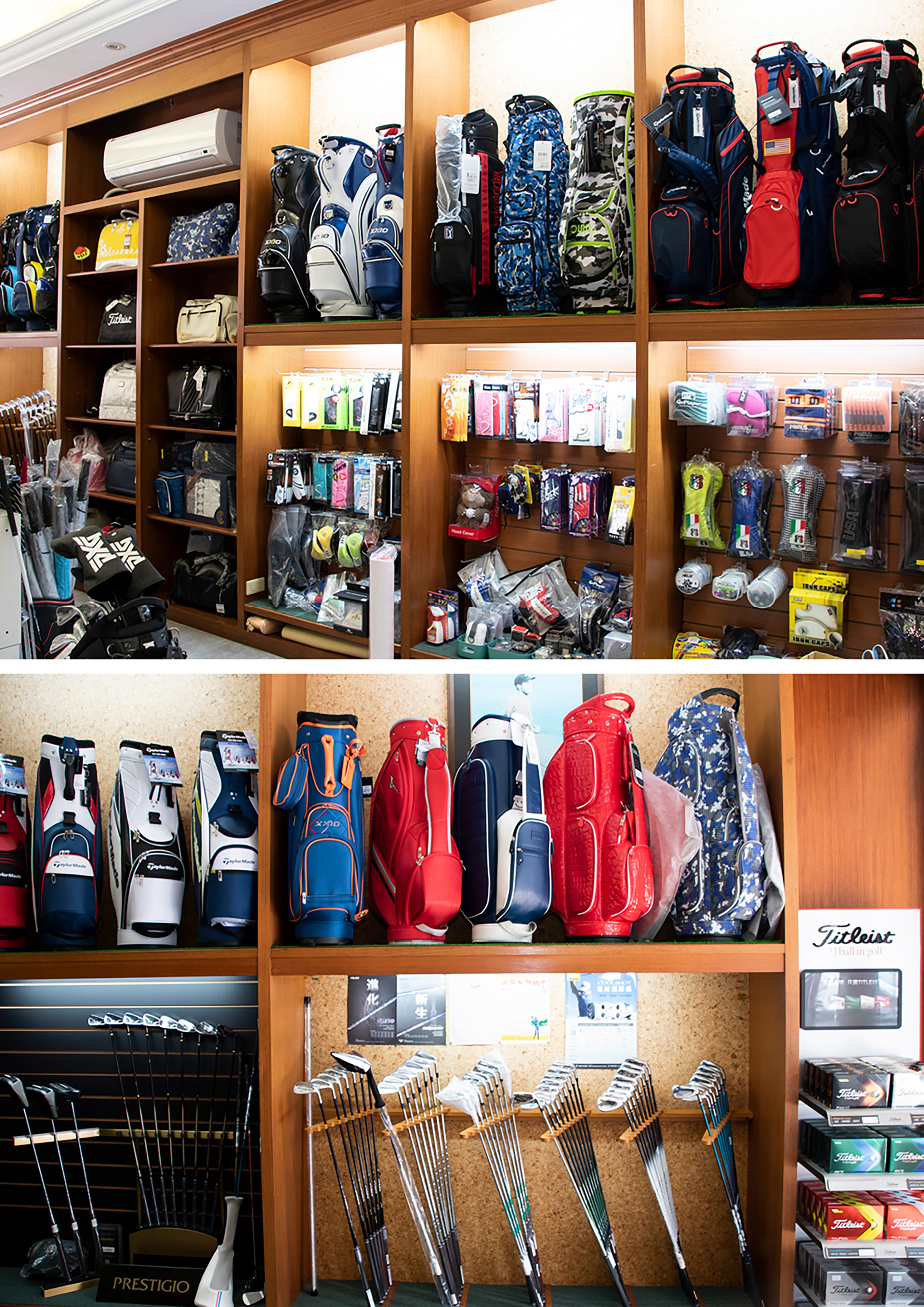 菁英高爾夫兼營球具銷售，圖為永安高爾夫用品社店內景。