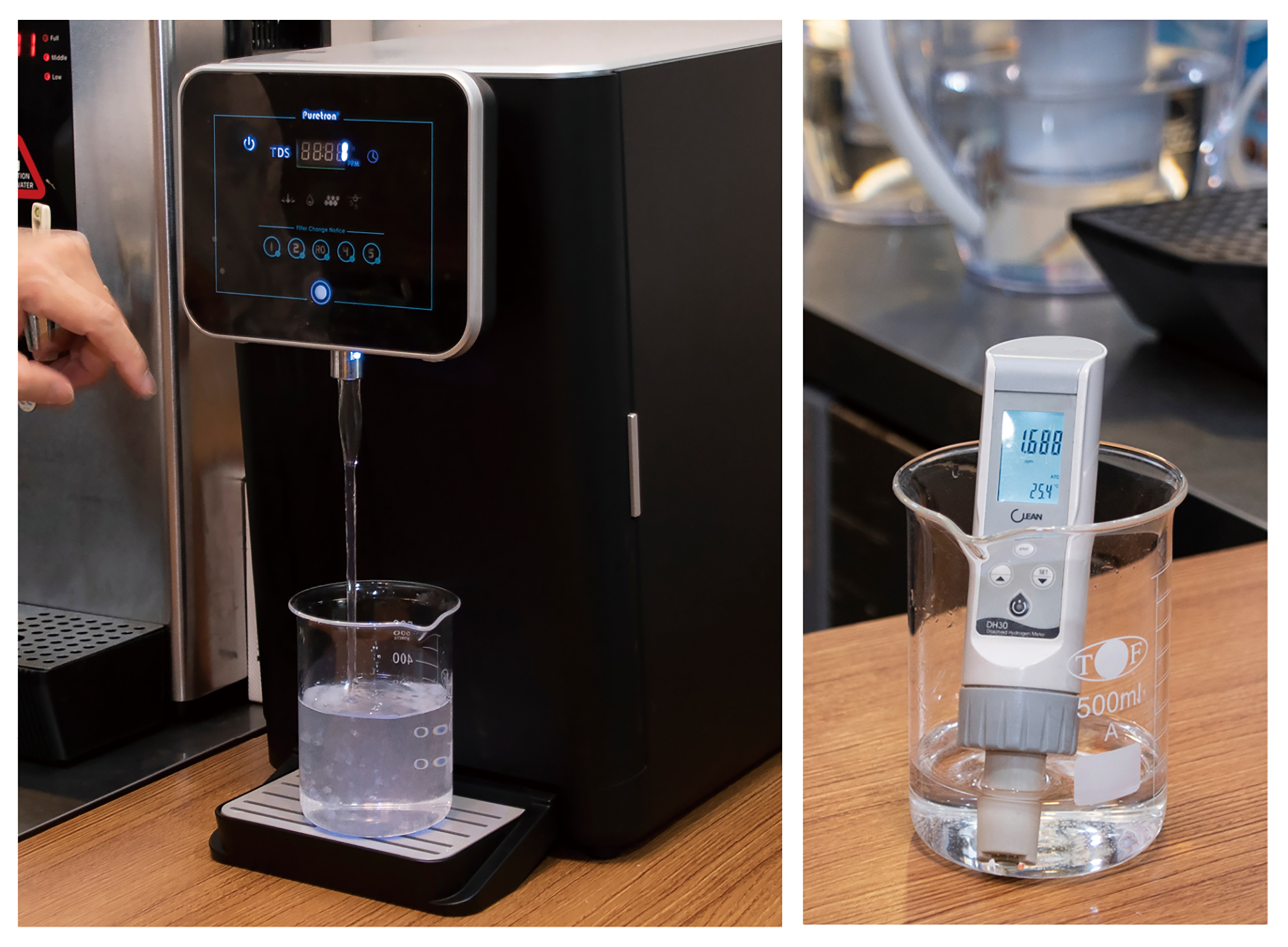 製氫氣水沖泡咖啡，氫分子含量高達1600 ppb。