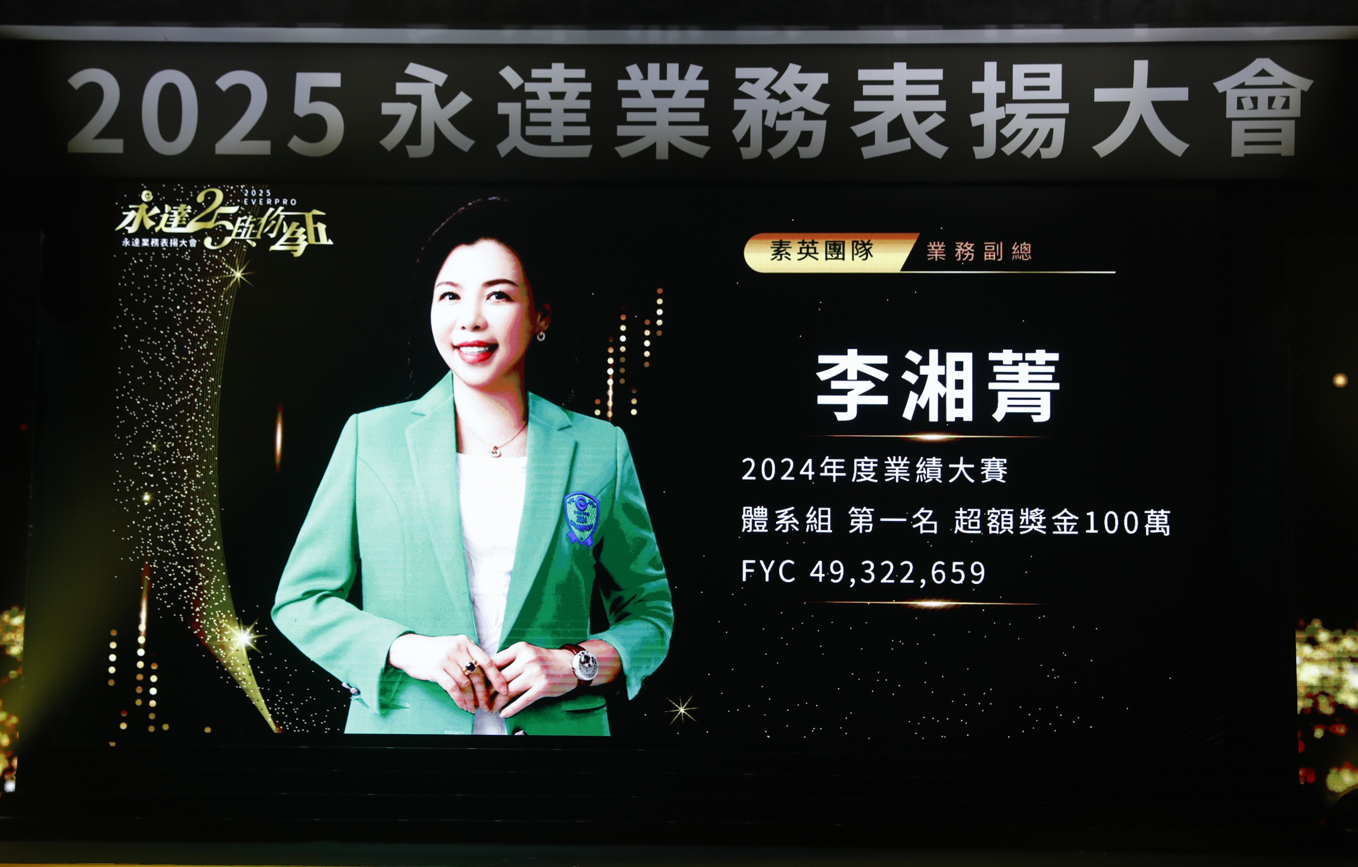 2024年度業績大賽體系組第一名李湘菁業務副總。