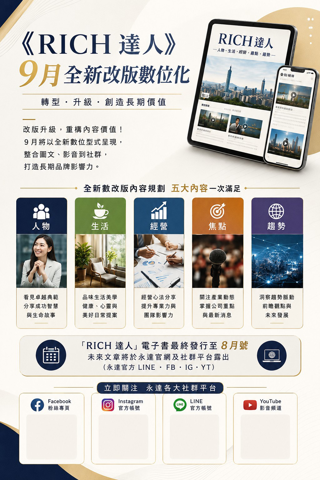 RICH達人9月全新改版數位化